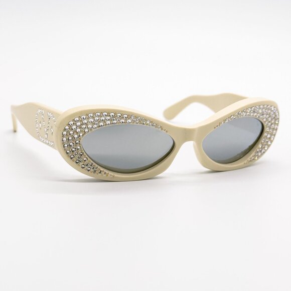 NEW VALENTINO SUNGLASSES VLS-178E IVORY/BLUE OVAL WOMEN EYEWEAR main image 5